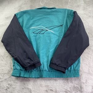 VTG Reebok Windbreaker Jacket Mens Large Green Nylon Zip Up Streetwear Skate 90s